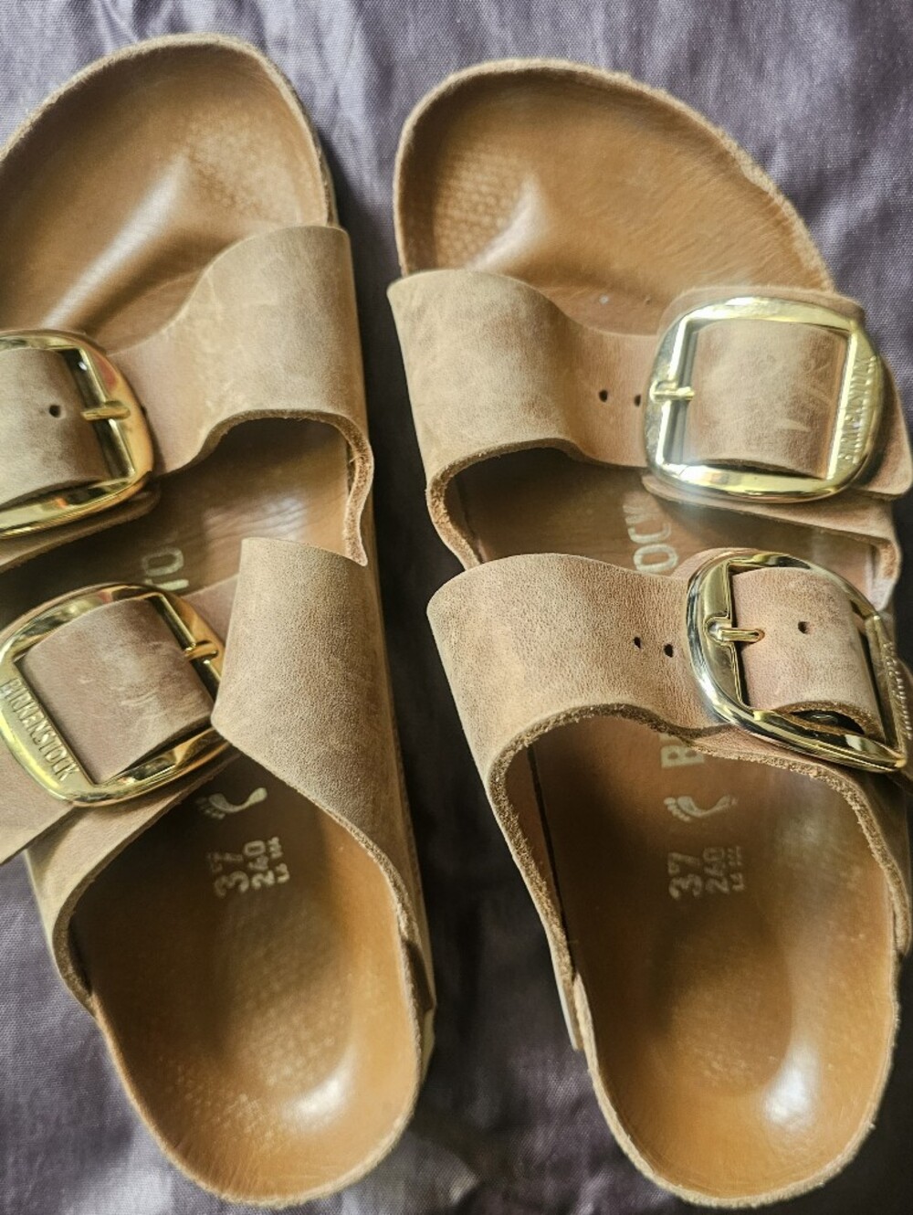 Birkenstock Arizona Big Buckle Oiled Leather Sandals Cognac size 37 REGULAR W - Picture 1 of 6